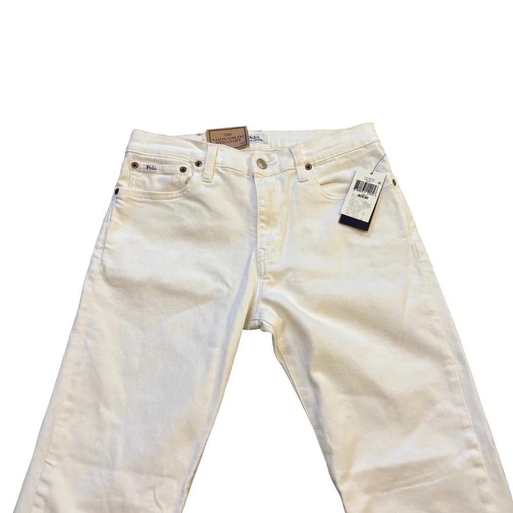 Polo Ralph Lauren Mens Varick Slim Straight White Stretch Jeans 30x30 NWT
